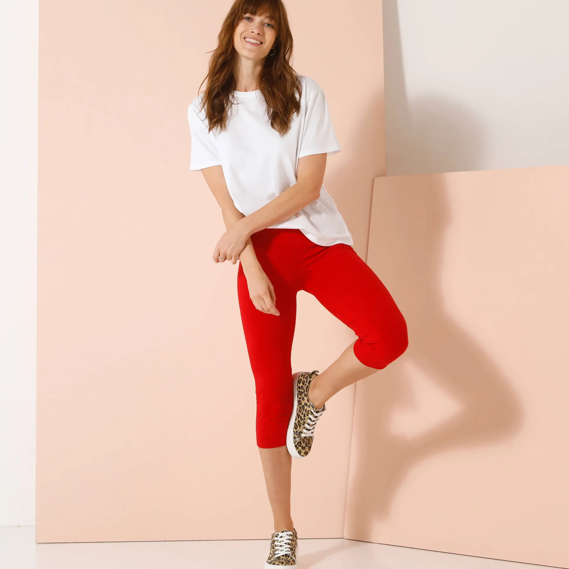 Effen 3/4-legging in stretchtricot
