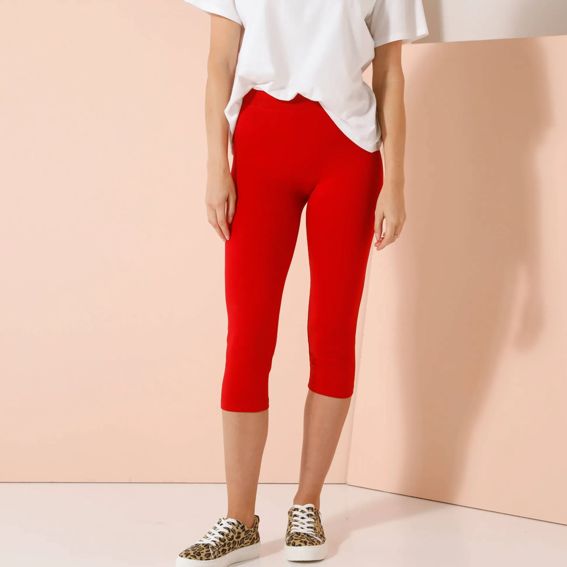 Effen 3/4-legging in stretchtricot