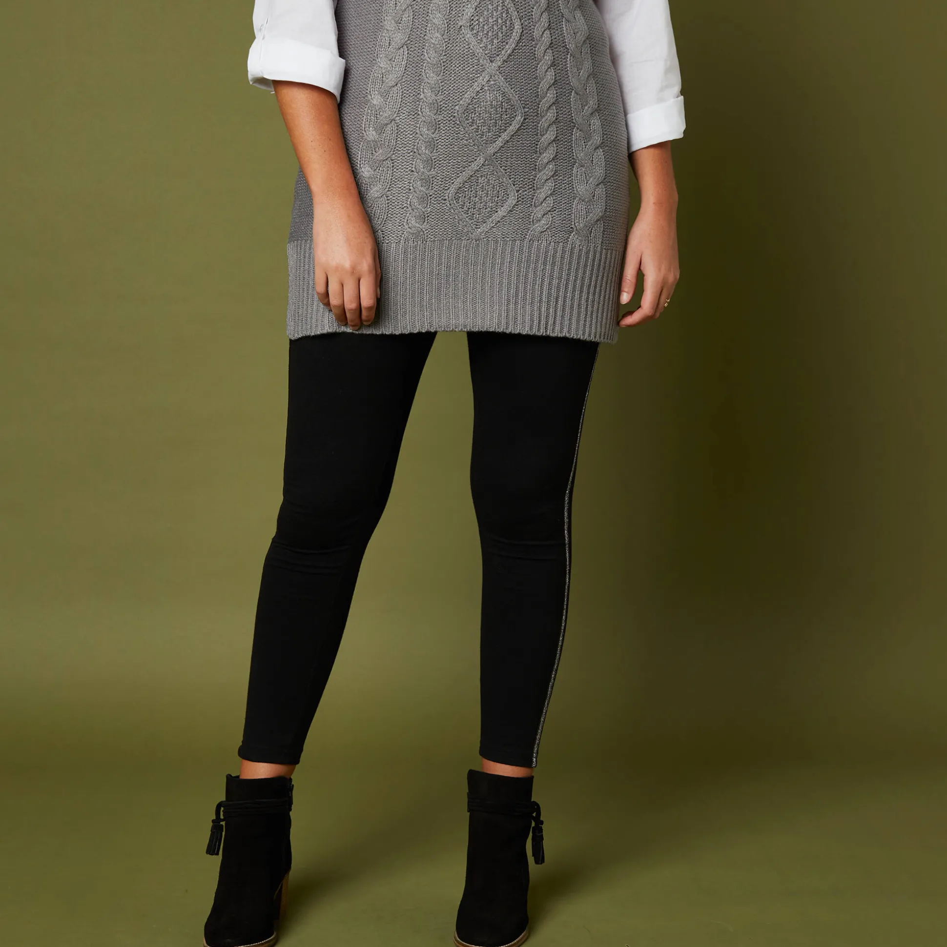 Effen legging met glanzende baan