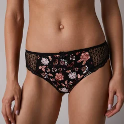Effen midibroekje in katoen en kant met bloemenprint Tropea - set van 4
