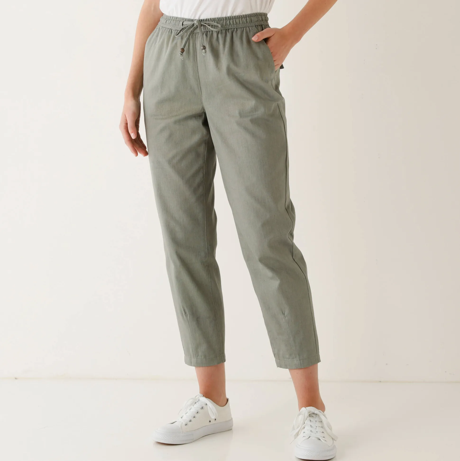 Effen mom fit 7/8-broek, katoen