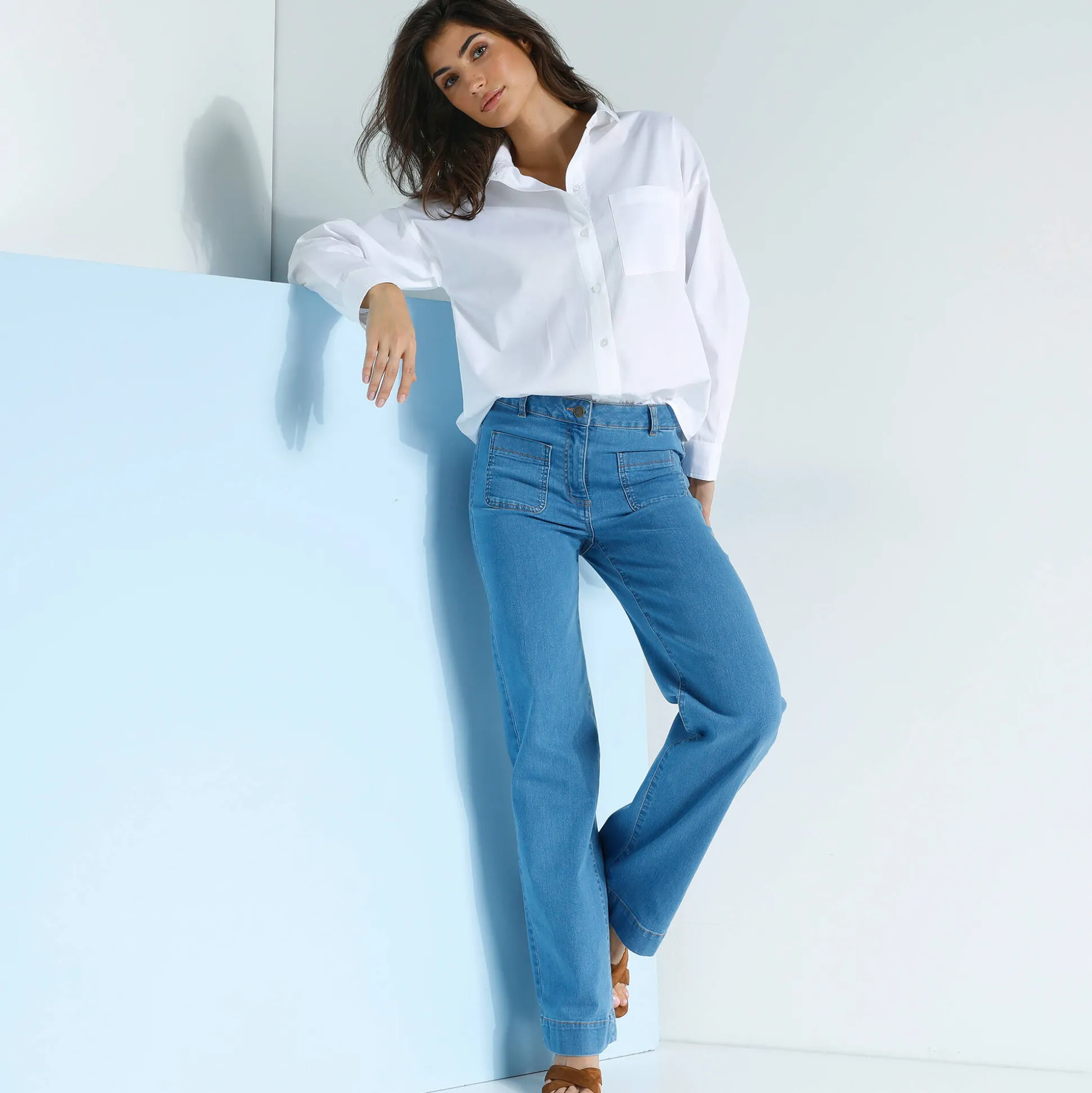 Effen oversize hemd, popeline