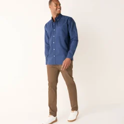 Effen Oxford-hemd met knoopsluiting en lange mouwen