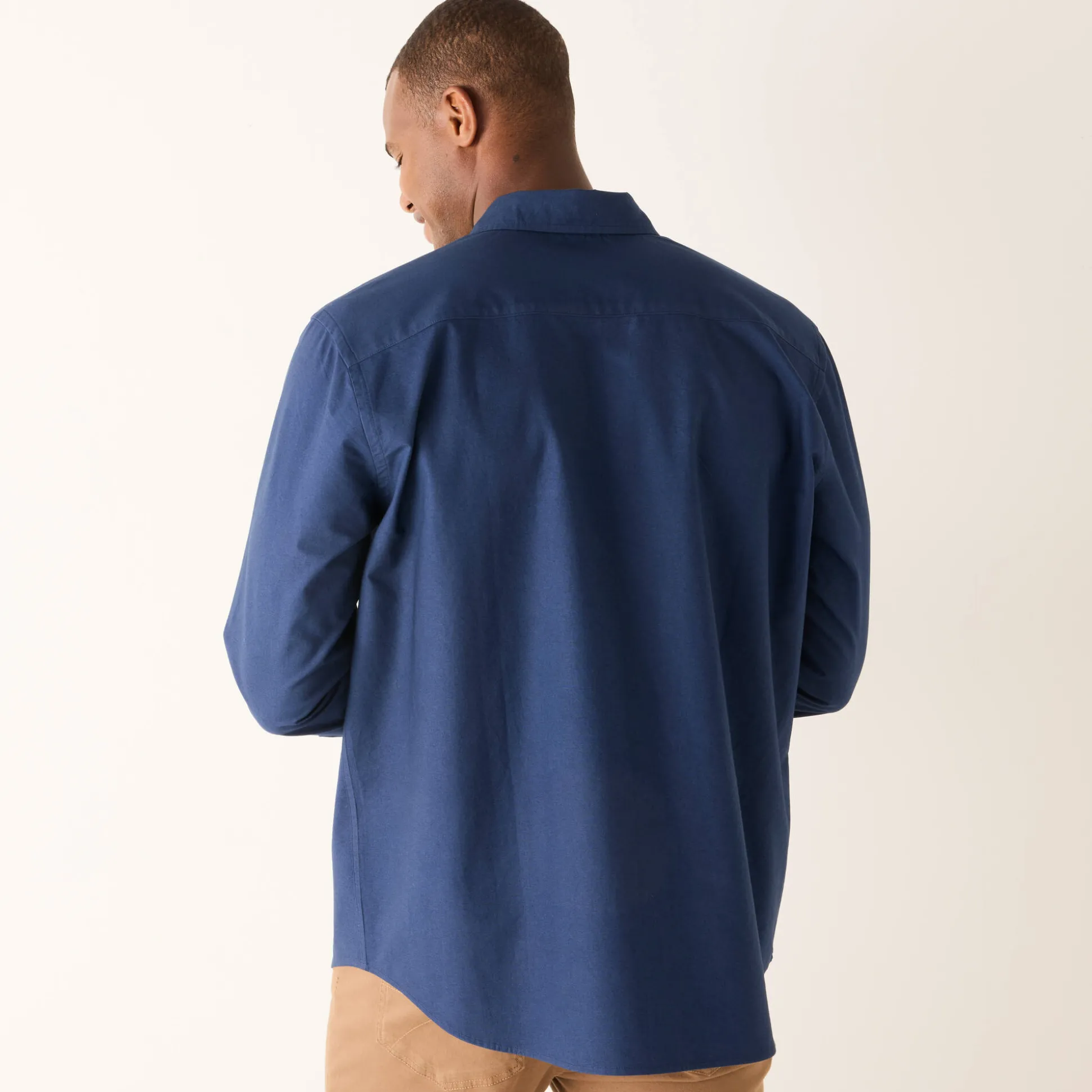 Effen Oxford-hemd met knoopsluiting en lange mouwen