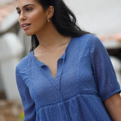 Effen plumetis tuniek, gerecycled polyester(**)