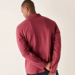 Effen polo in piquétricot met lange mouwen