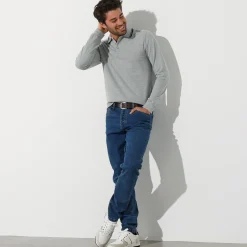 Effen polo in piquétricot met lange mouwen