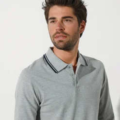 Effen polo in piquétricot met lange mouwen