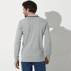 Effen polo in piquétricot met lange mouwen