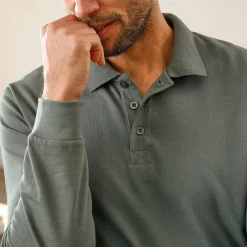 Effen polo in piquétricot met lange mouwen