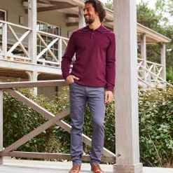 Effen polo in piquétricot met lange mouwen