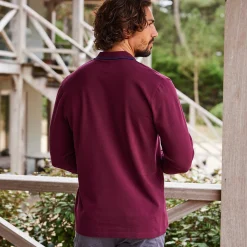 Effen polo in piquétricot met lange mouwen