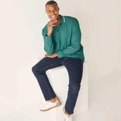 Effen polo in piquétricot met lange mouwen