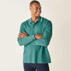 Effen polo in piquétricot met lange mouwen