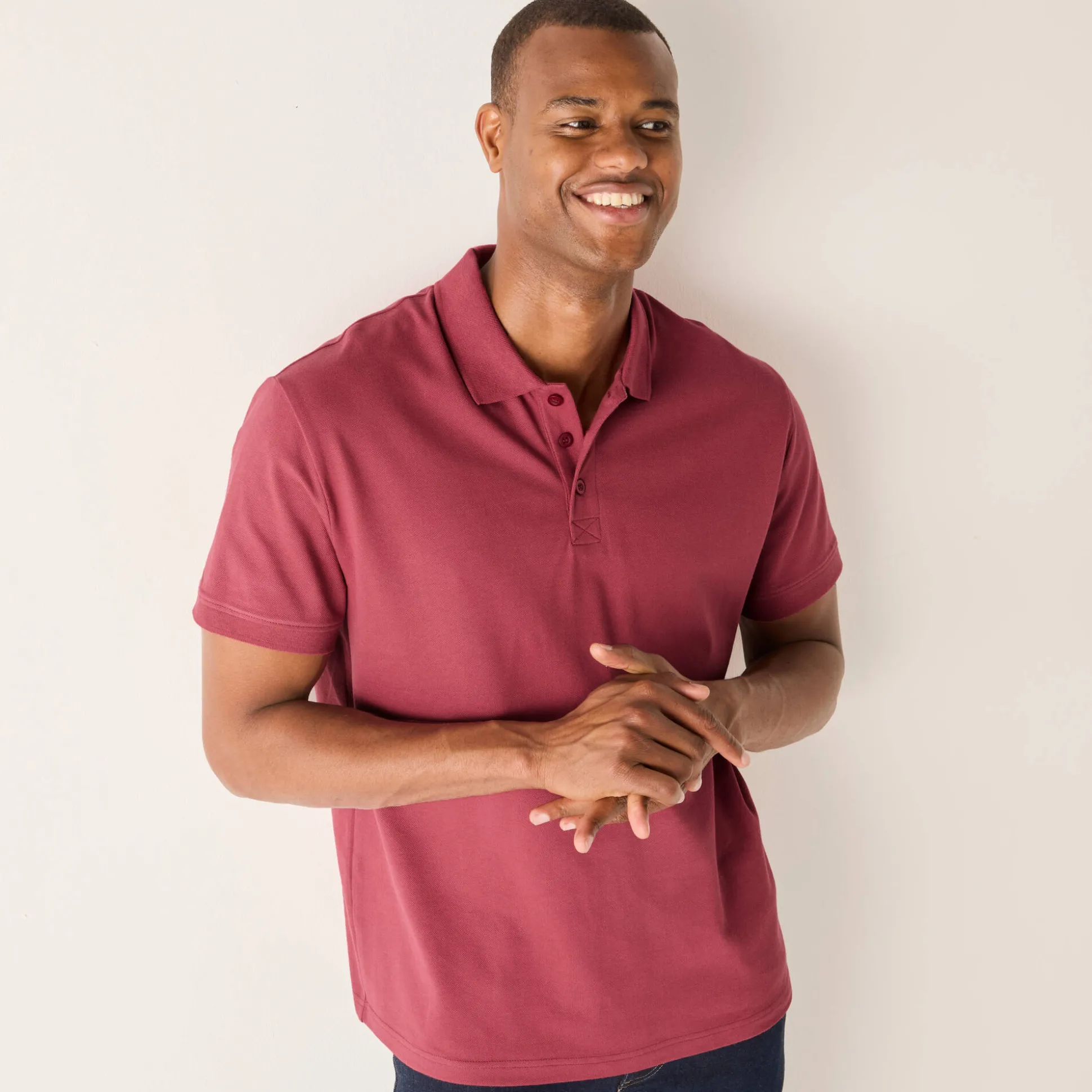 Effen polo in piquétricot met korte mouwen