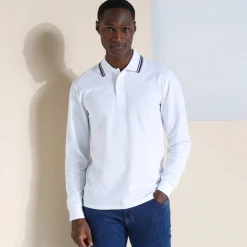 Effen polo in piquétricot met lange mouwen