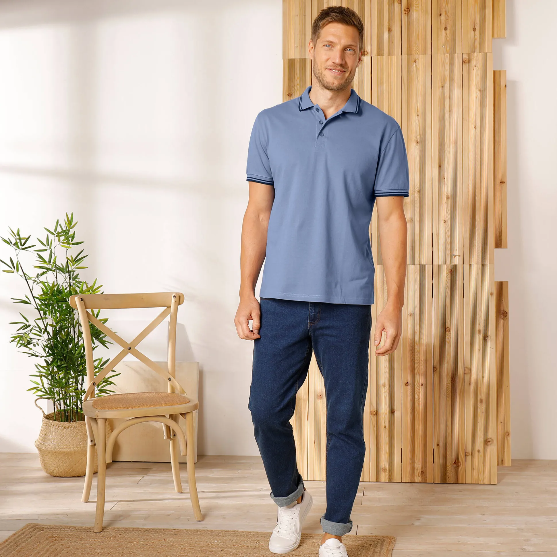 Effen polo in piquétricot met korte mouwen