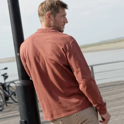 Effen polo in piquétricot met lange mouwen