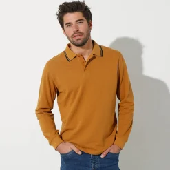 Effen polo in piquétricot met lange mouwen