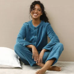 Effen pyjama in fleece
