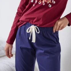 Effen pyjamabroek in katoen met geplaatste print