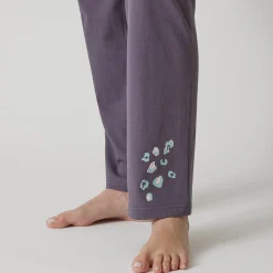 Effen pyjamabroek in katoen met geplaatste print 