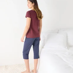 Effen 3/4-pyjamabroek met geplaatste print