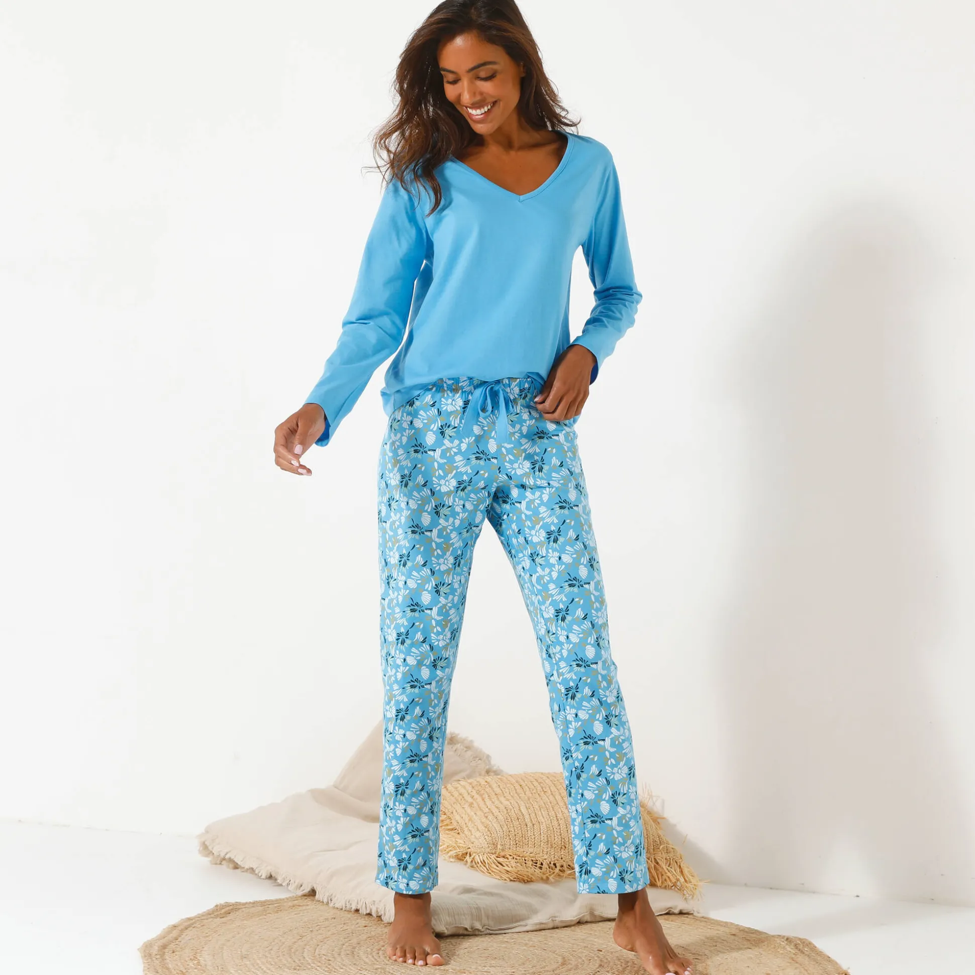 Effen pyjamashirt met lange mouwen