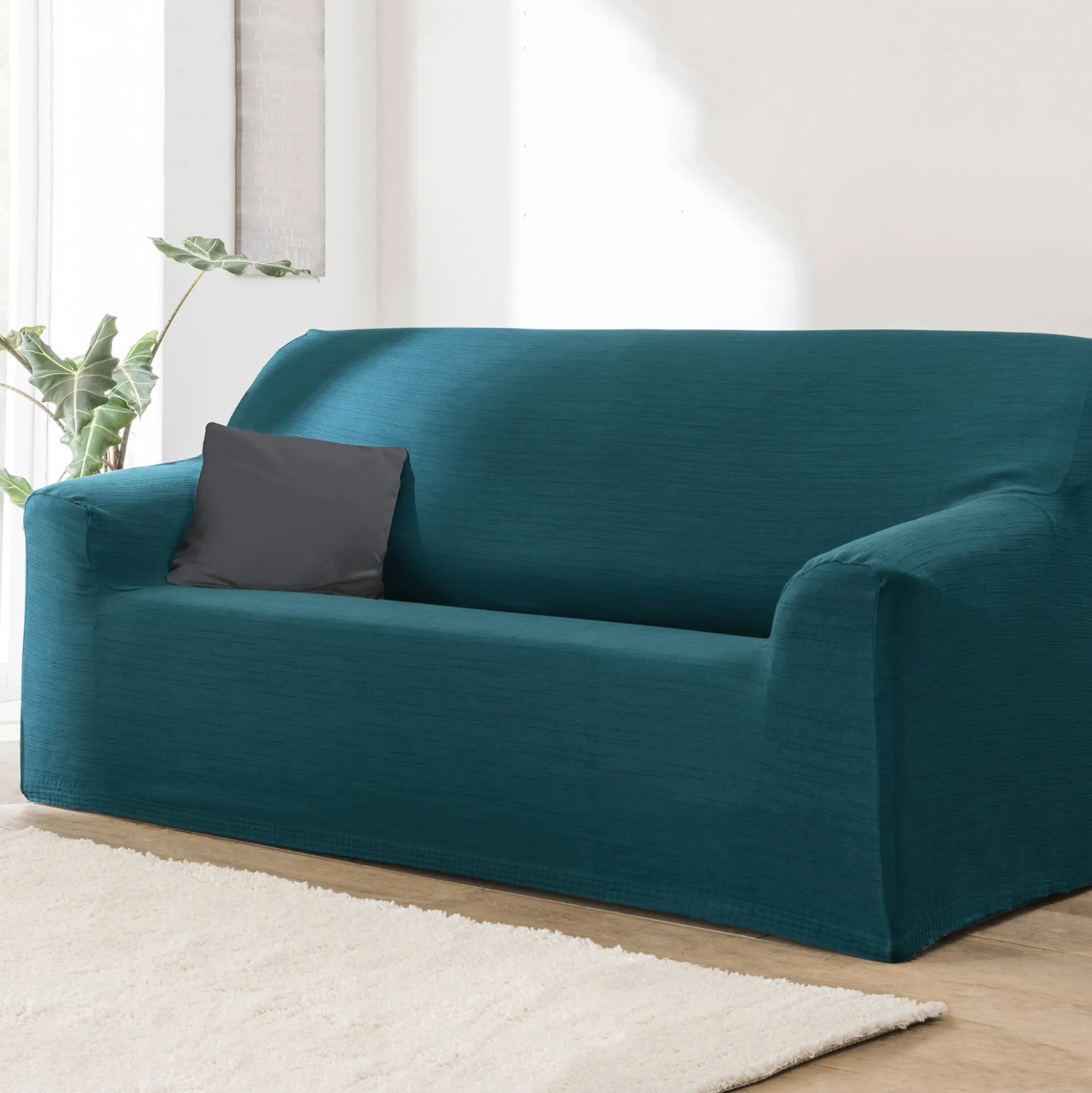 Effen rekbare hoes voor fauteuil en zitbank met armleuningen