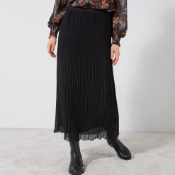 Effen rok in plissévoile, gerecycleerd polyester(**) - grote lengte