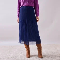 Effen rok in plissévoile, gerecycleerd polyester(1) - kleine lengte