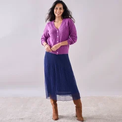 Effen rok in plissévoile, gerecycleerd polyester(1) - kleine lengte
