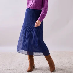 Effen rok in plissévoile, gerecycleerd polyester(1) - kleine lengte