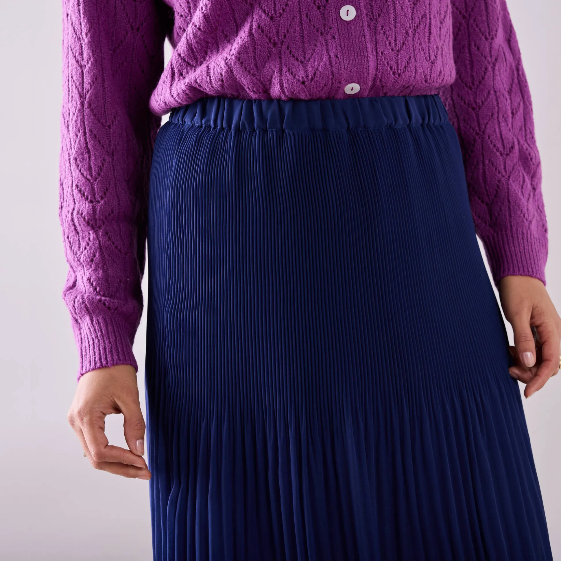 Effen rok in plissévoile, gerecycleerd polyester(1) - kleine lengte