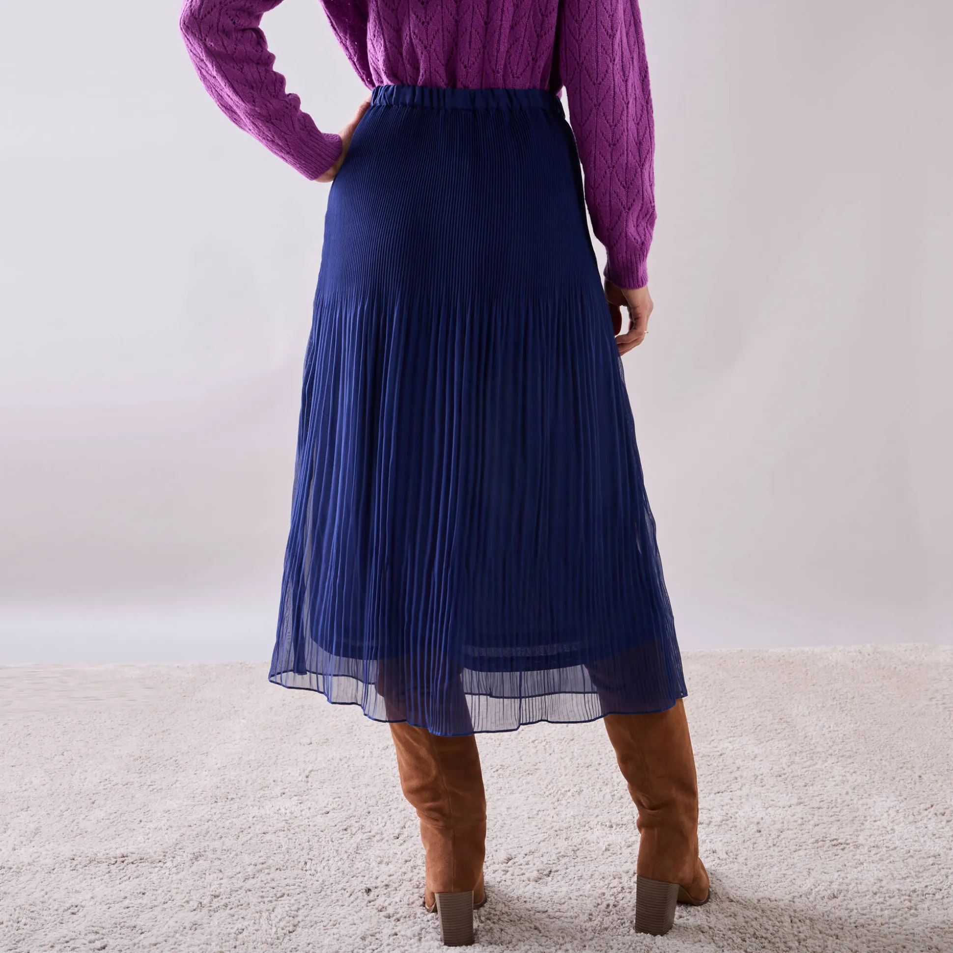 Effen rok in plissévoile, gerecycleerd polyester(1) - kleine lengte
