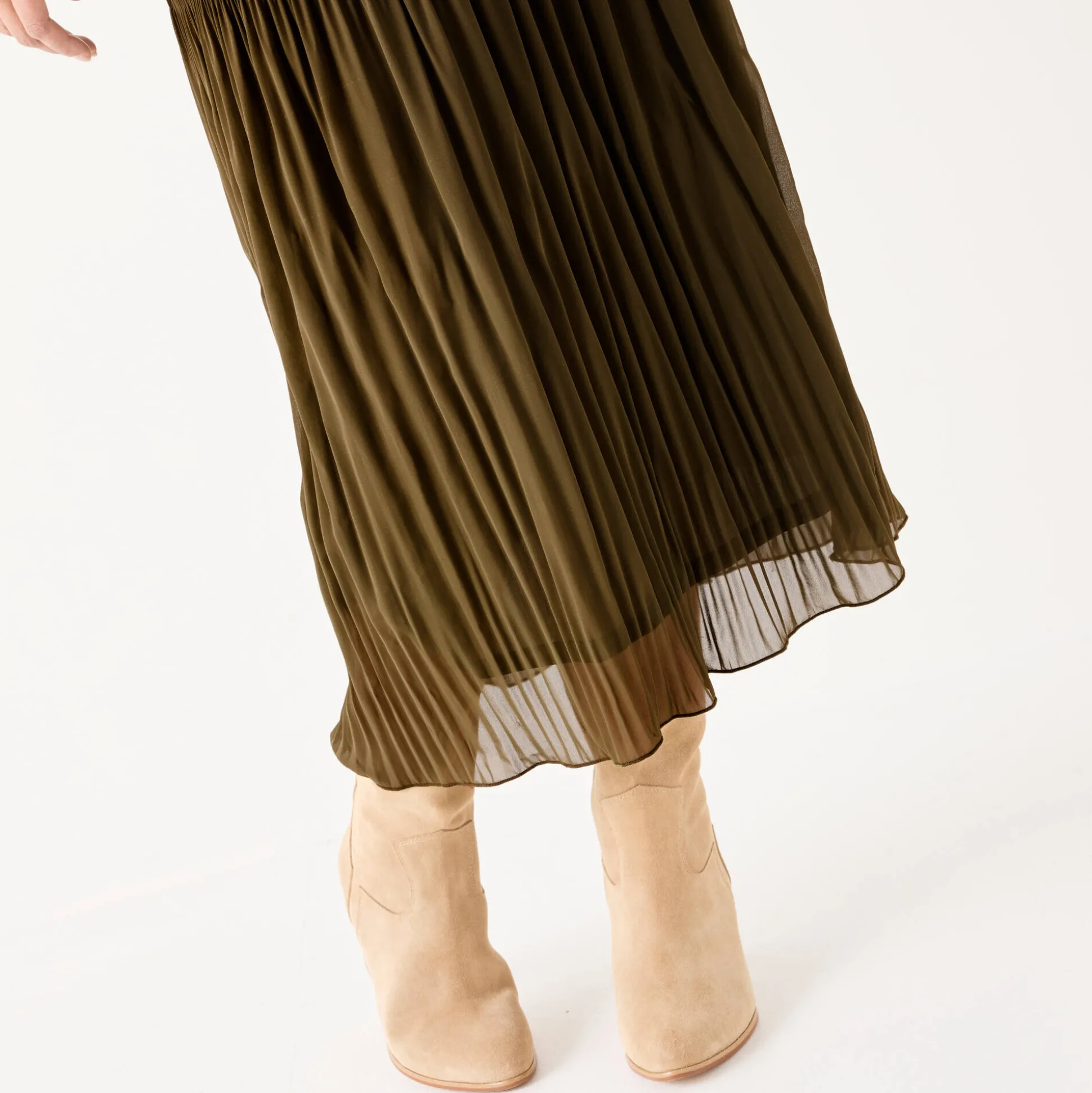 Effen rok in plissévoile, gerecycleerd polyester(**) - grote lengte