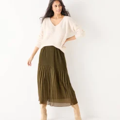Effen rok in plissévoile, gerecycleerd polyester(**) - grote lengte
