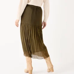 Effen rok in plissévoile, gerecycleerd polyester(**) - grote lengte