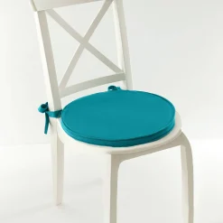 Effen rond stoelkussen in zeildoekstof