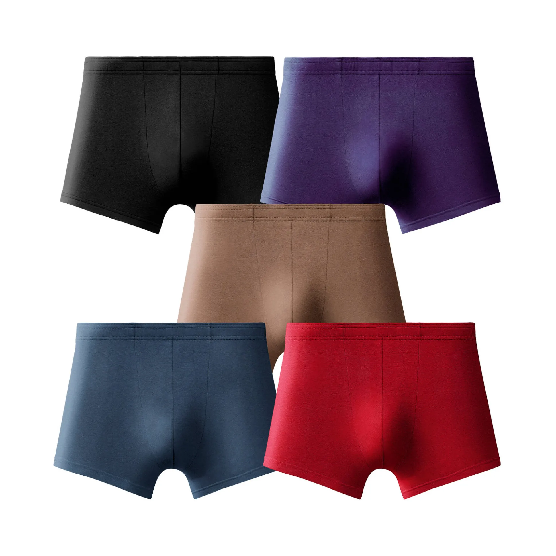 Effen shorty met elastische, overtrokken tailleband - set van 5