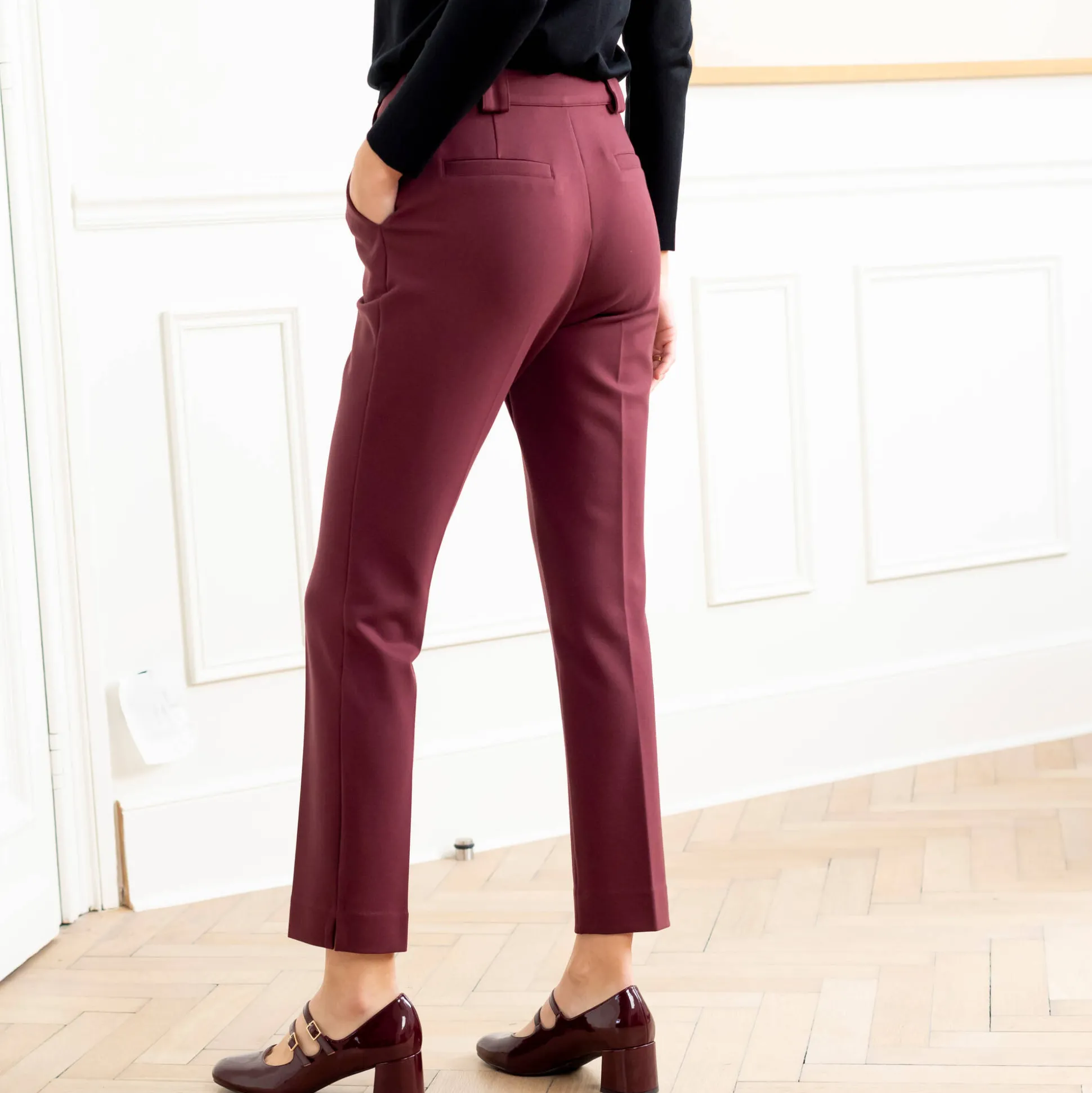 Effen slimbroek, milanotricot