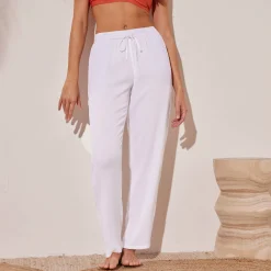 Effen soepele broek in crepon