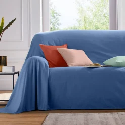 Effen sprei in zeildoekstof