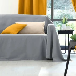Effen sprei in zeildoekstof