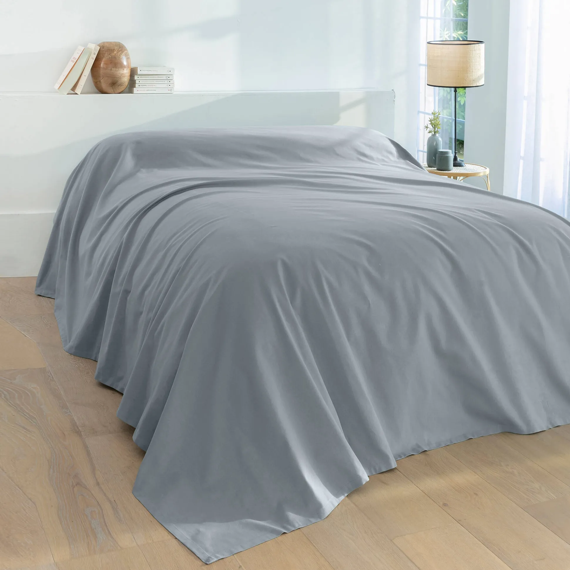 Effen sprei in zeildoekstof