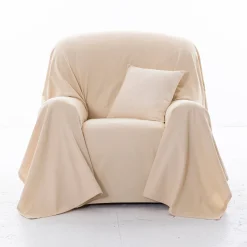 Effen sprei in zeildoekstof