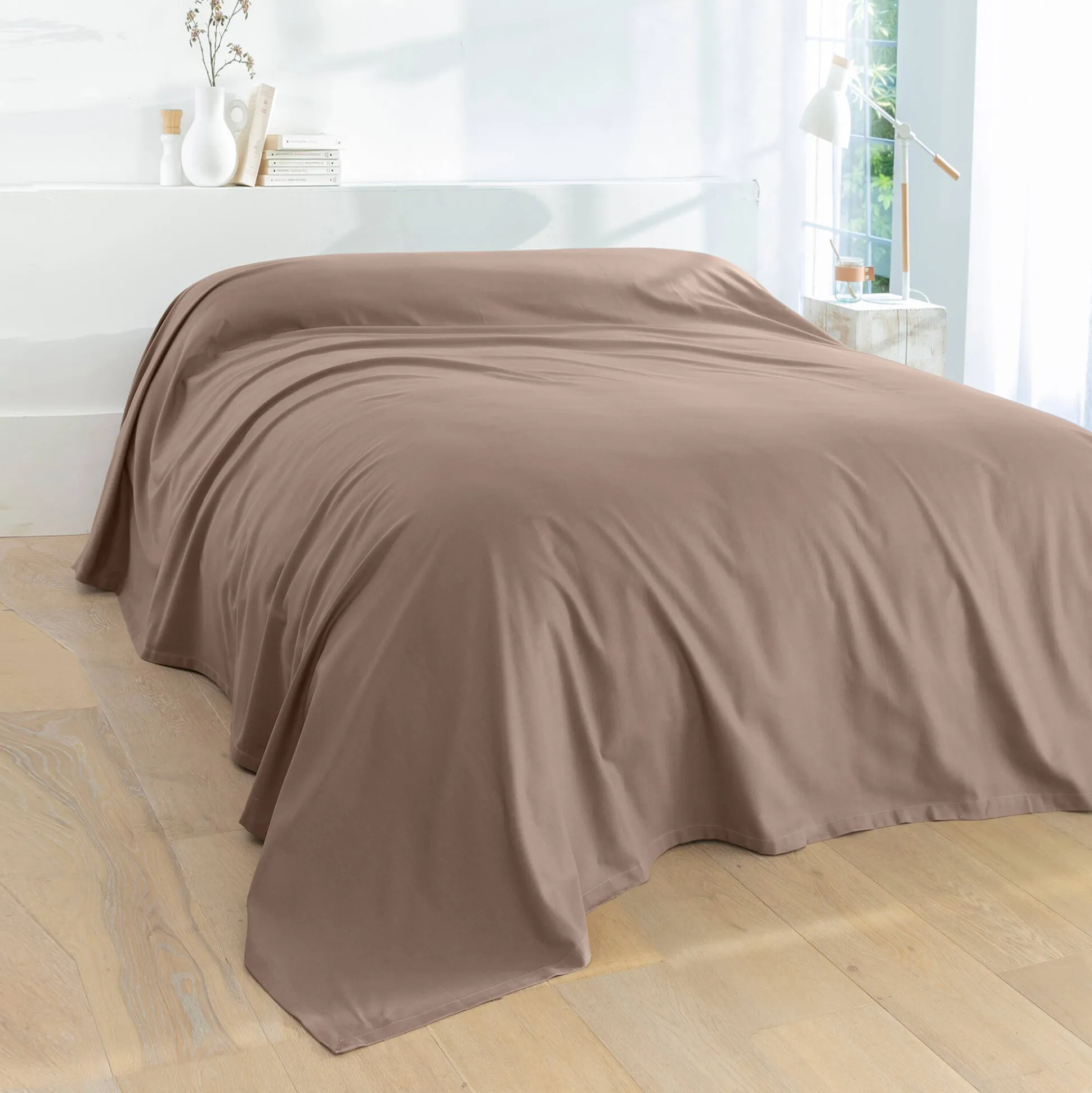 Effen sprei in zeildoekstof