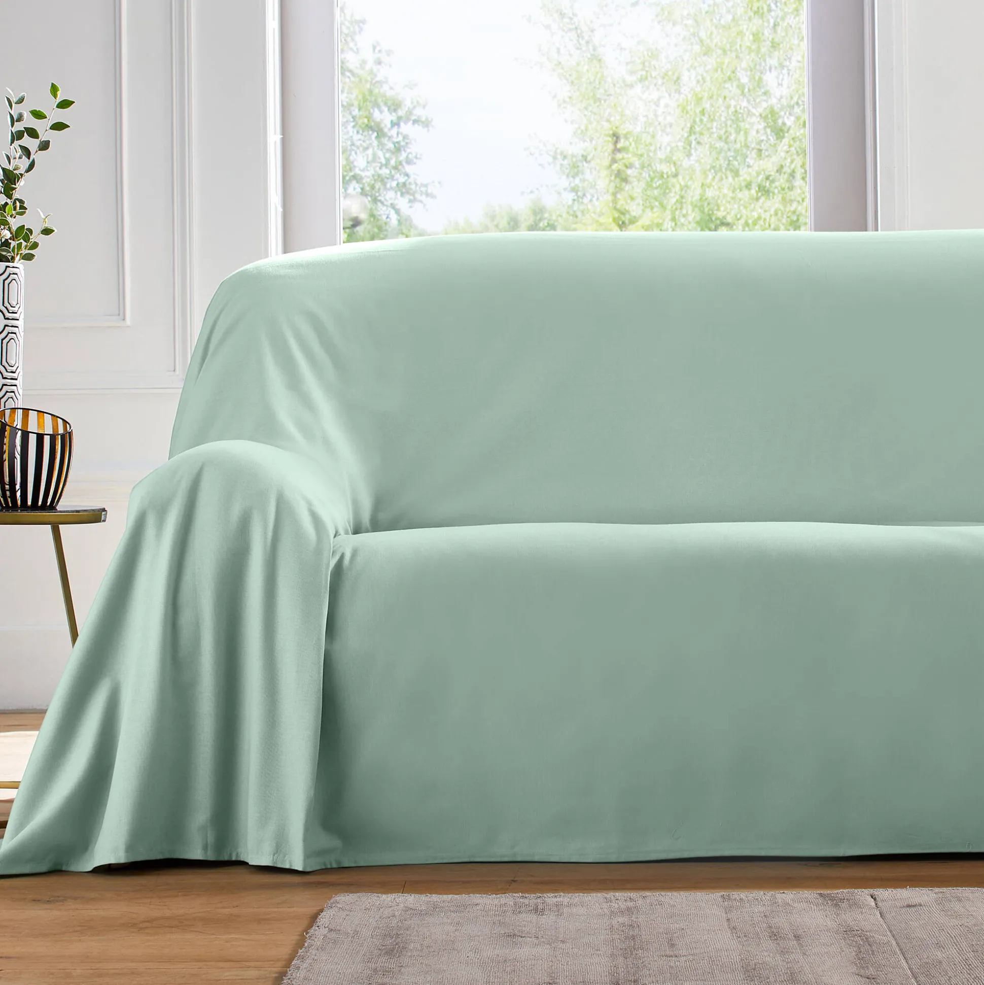 Effen sprei in zeildoekstof