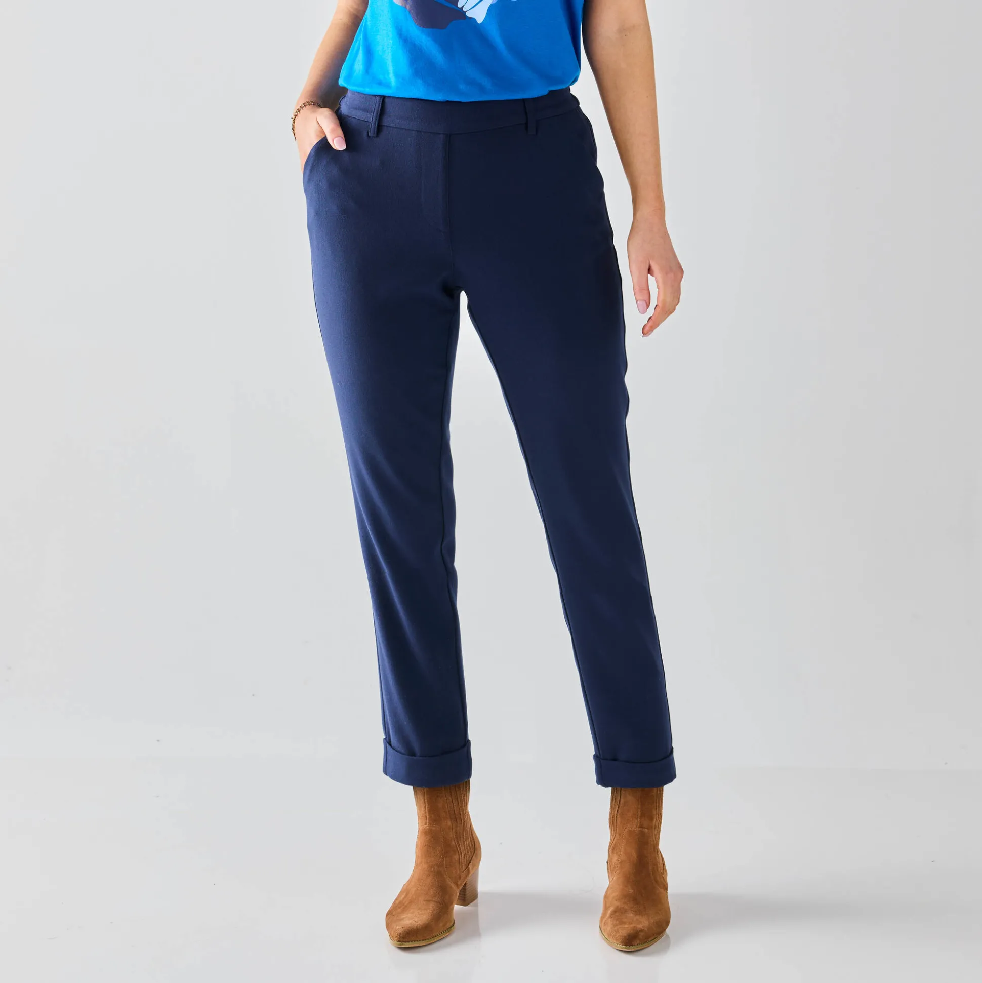Effen tapered 7/8-broek
