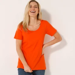 Effen T-shirt in biokatoen met ronde hals, eco-verantwoord